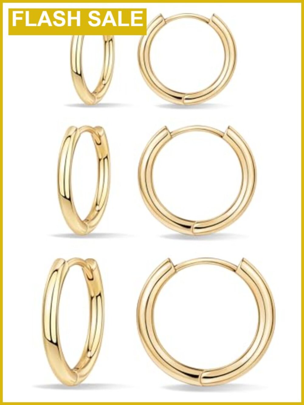 Dainty Gold Plated Huggie Hoop Earrings Set for Women - Hypoallergenic 14K Gold